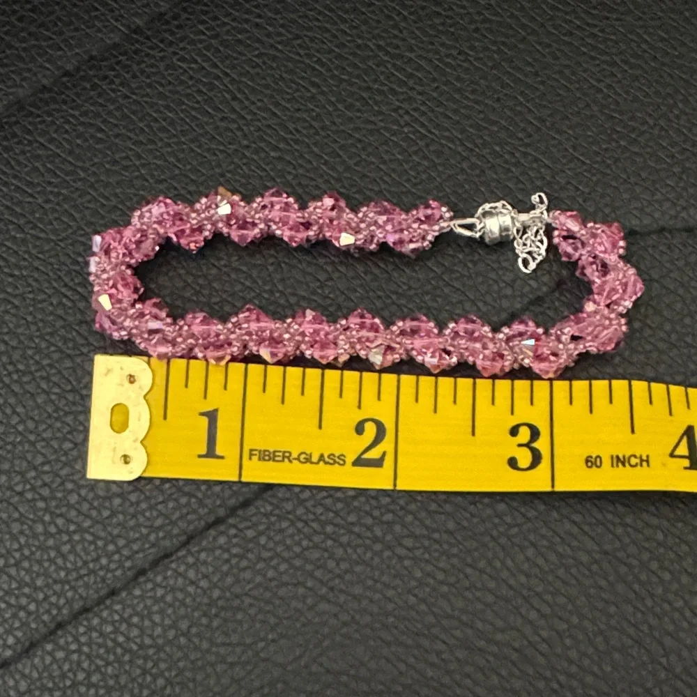 NWT Handmade Spiral Bracelet With Swarovski Crystals Magnetic Clasp (Rose AB)